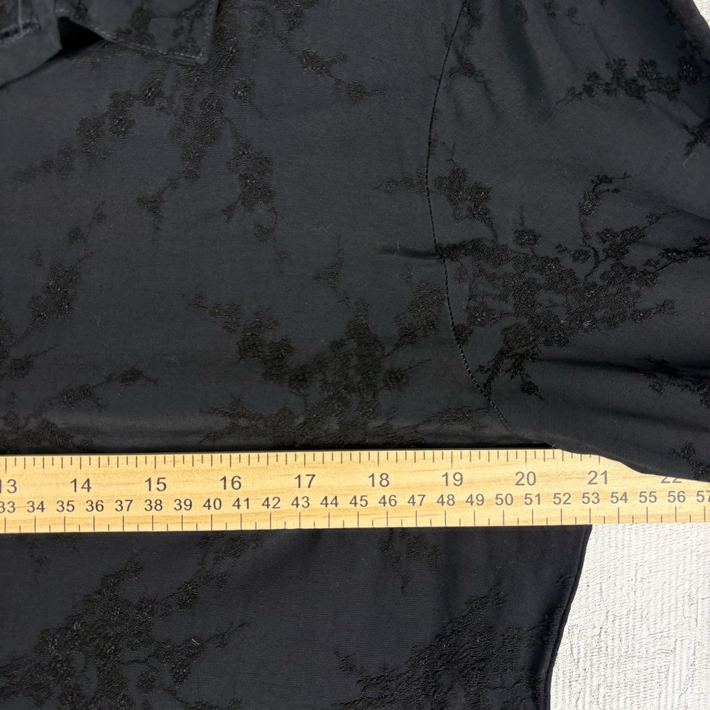 VTG CP Shades Black Embroidered Long Sleeve Sheath Dress Sz M Half Button 90s - Picture 8 of 10